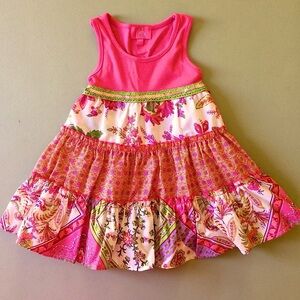 Pinky Dress Girl’s 2T Sequin Tiered Dress PINK Floral Paisley